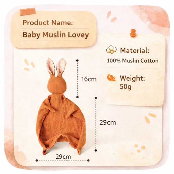 Organic Muslin Bunny Lovey for Calm Nights